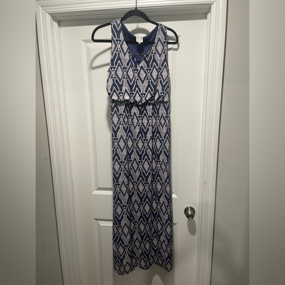 NAIF Navy and White Patterned Maxi Dress - Picture 1 of 4
